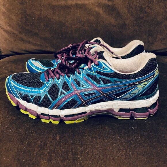 Mint condition ASICS GEL KAYANO 20 Black Blue Purple Lime 9 US Womens Medium - Picture 6 of 16